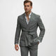 Men's double-breasted shawl lapel suit with belted waist and matching trousers