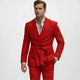 Men's double-breasted shawl lapel suit with belted waist and matching trousers