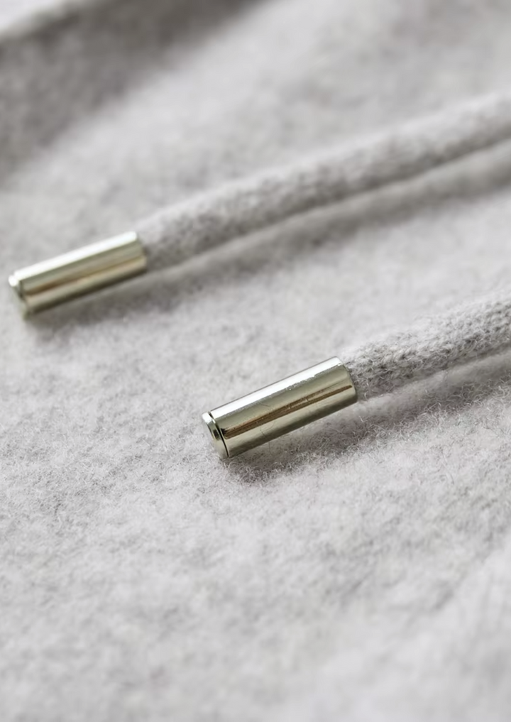 Men's two-tone grey knit tracksuit set with a zip jacket and drawstring trousers