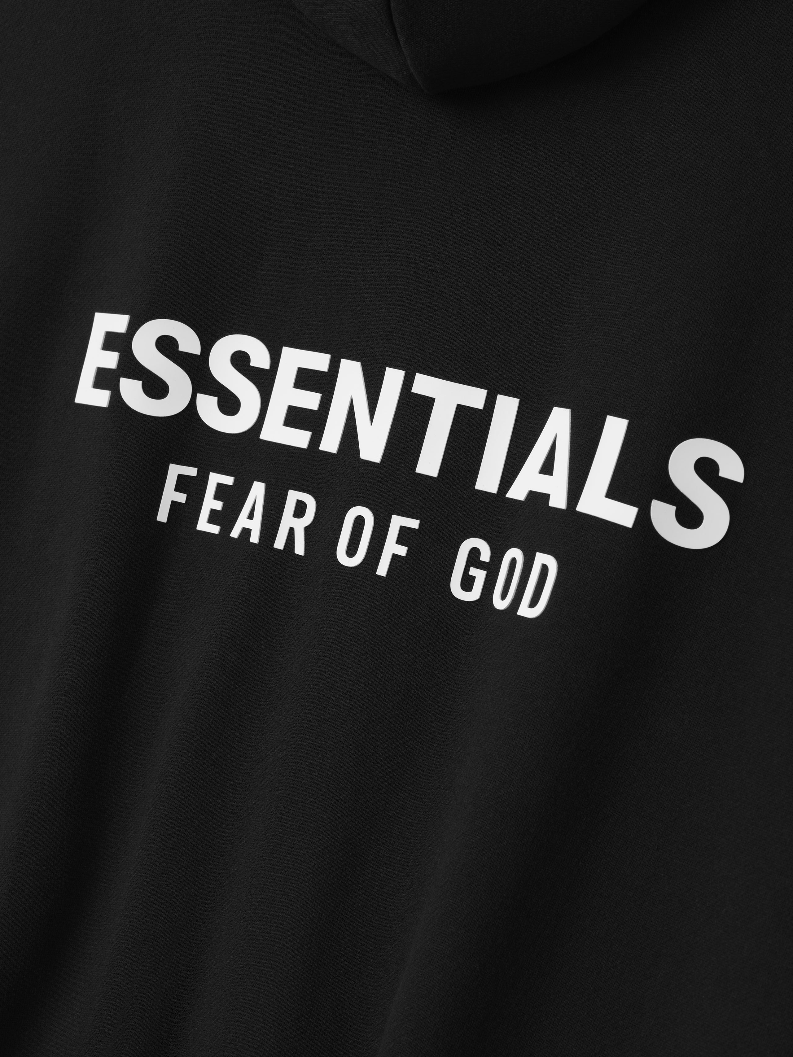 Unisex black zip-up hoodie with hood and back text graphic