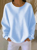 Women's textured crew neck long sleeve sweater