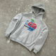 Grey hoodie with colourful New York City Marathon 1981 graphic and front pouch pocket