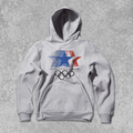 Grey 1984 Los Angeles Olympics graphic hoodie with hood and kangaroo pocket