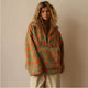 Women's floral fleece hoodie with hood, long sleeves, front zip and pouch pocket