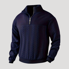 Men's cable knit half-zip sweater with high neck