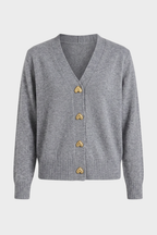 Women's V-neck cardigan with decorative heart-shaped buttons