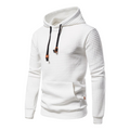 Men's long-sleeve quilted textured hoodie with drawstring hood and front pouch pocket
