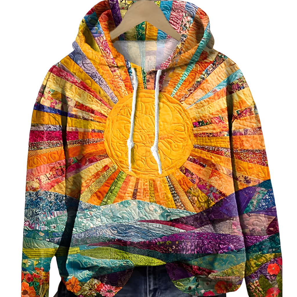 Women's multicolor artistic print hoodie with hood