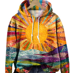 Women's multicolor artistic print hoodie with hood