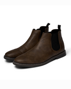 Ankle Chelsea boots with elastic side panels and pull tabs