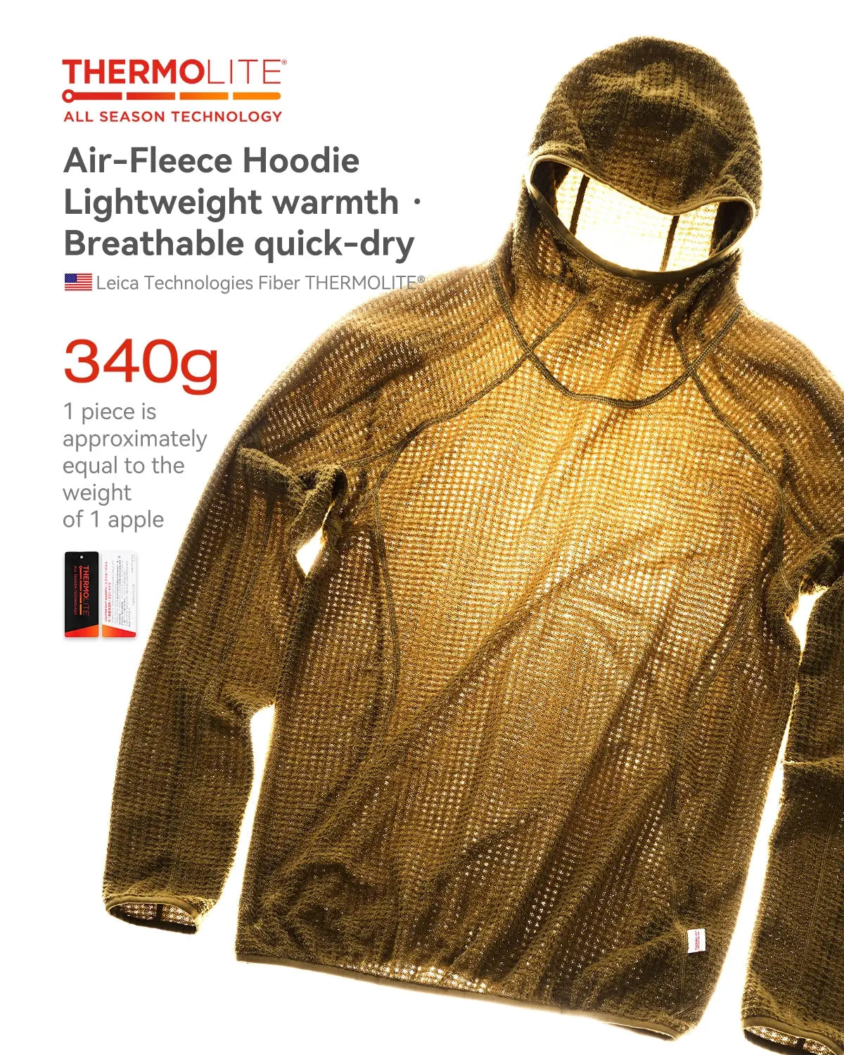 Men's textured hooded pullover with high neck and long sleeves