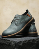 Textured Oxford lace-up shoes with contrast sole