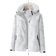 Women's hooded leaf print windbreaker jacket with long sleeves and zipped pockets