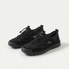 Mesh sneakers with toggle laces and segmented flat soles
