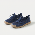 Mesh sneakers with toggle laces and segmented flat soles
