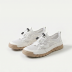 Mesh sneakers with toggle laces and segmented flat soles