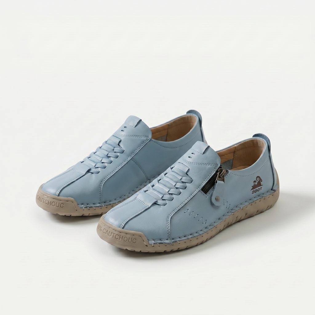 Low-top lace-up sneakers with side zip and flat contrasting soles
