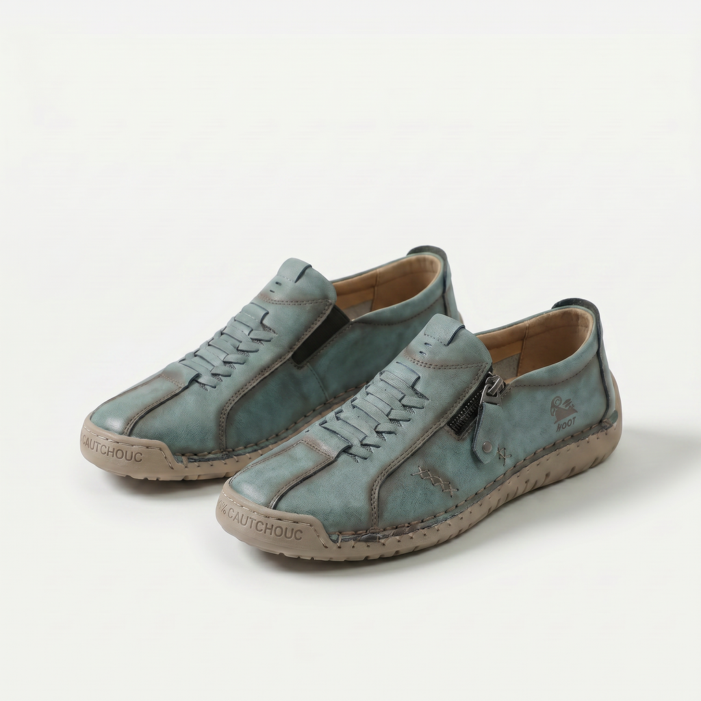 Low-top lace-up sneakers with side zip and flat contrasting soles