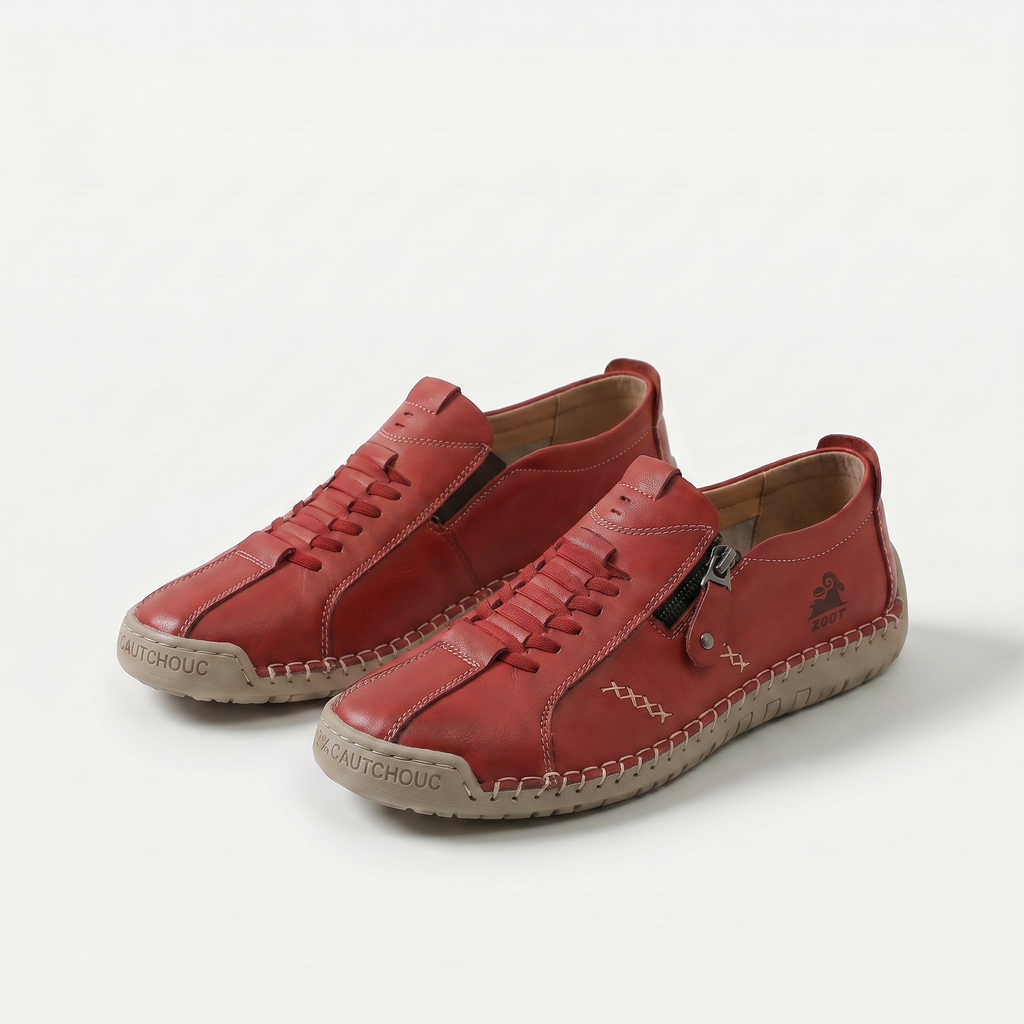 Low-top lace-up sneakers with side zip and flat contrasting soles