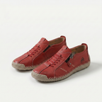 Low-top lace-up sneakers with side zip and flat contrasting soles
