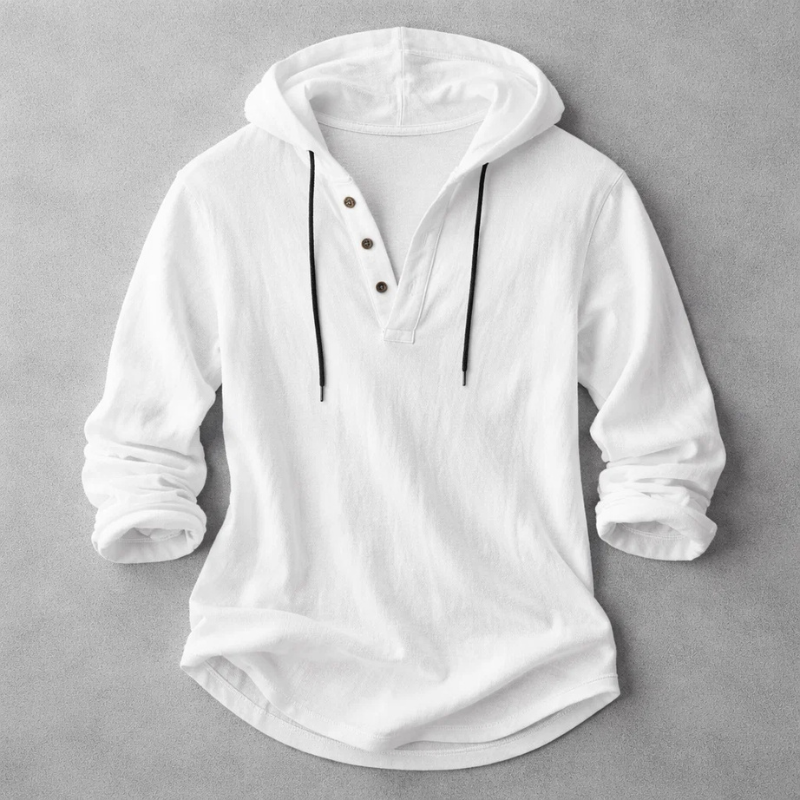 Women's printed hooded tunic top with curved hem