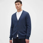 Men's V-neck knit cardigan with long sleeves and buttons