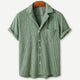 Men's short-sleeve knitted waffle shirt with notched collar and chest pocket