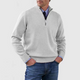 Men's quarter zip mock neck jumper with long sleeves and ribbed trims