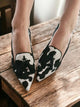 Women's pointed animal print loafers with coloured tassels