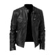 Men's zip front biker jacket with stand collar and zipped pockets