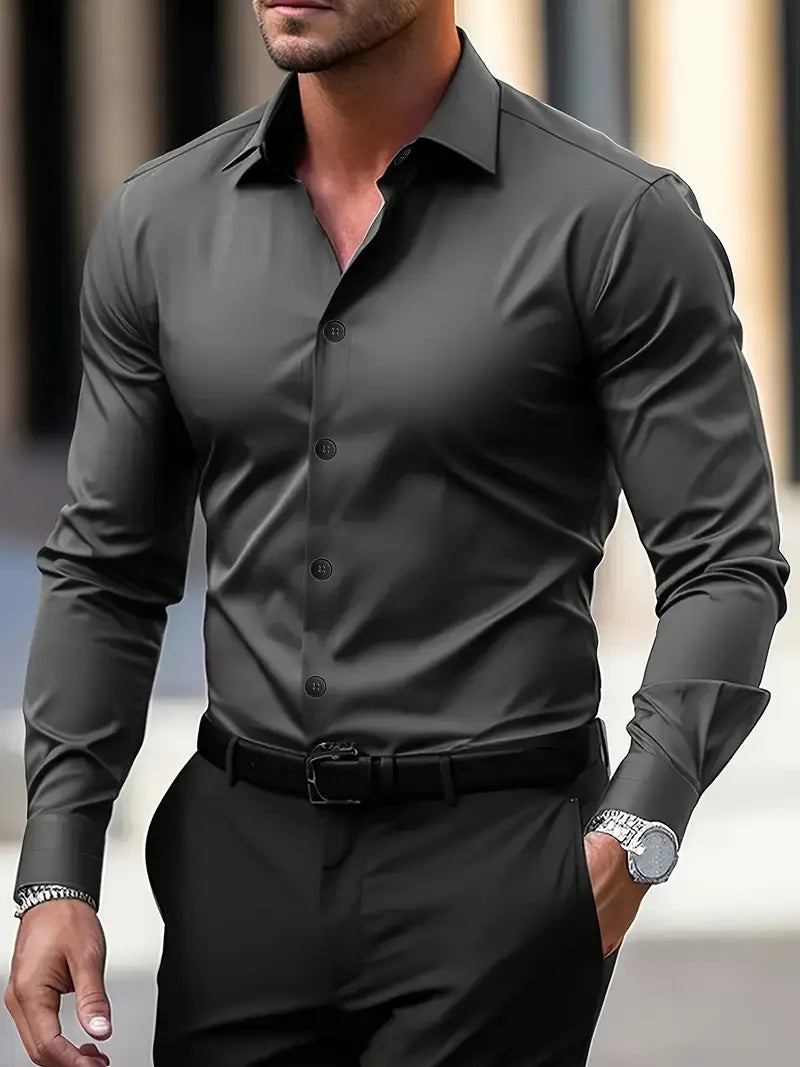 Men's slim fit long-sleeve button-front shirt