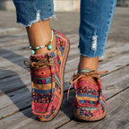 Women's multicolour patchwork sneakers with geometric panels