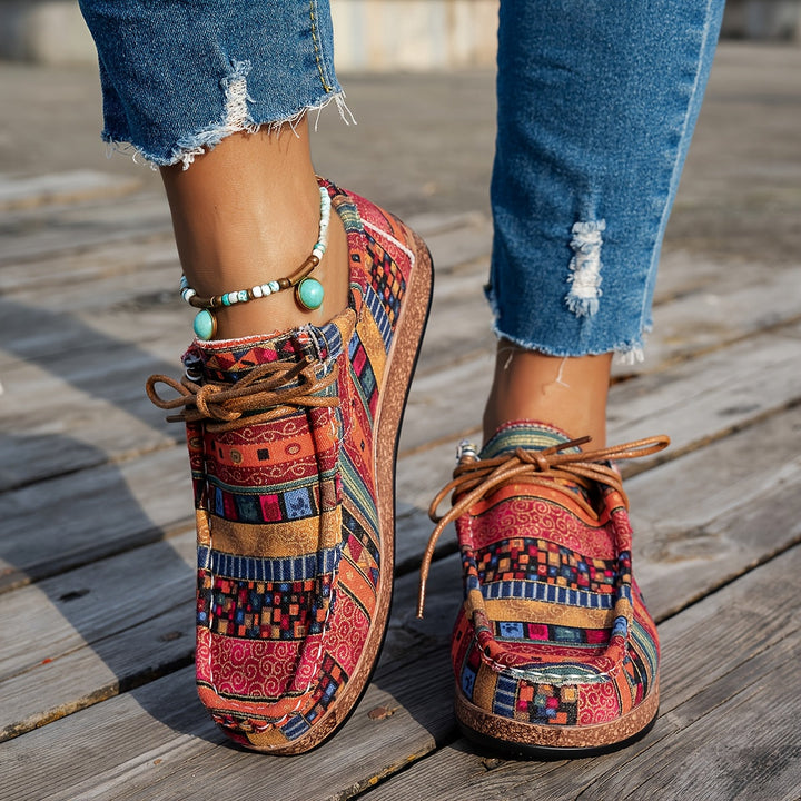 Women's multicolour patchwork sneakers with geometric panels