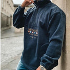 Men's quarter-zip sweater with Monaco graphic, mock neck and long sleeves