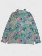 Women's multicolour geometric scale print turtleneck knit sweater with long sleeves