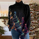Women's festive turtleneck sweater with colourful Christmas trees and stars
