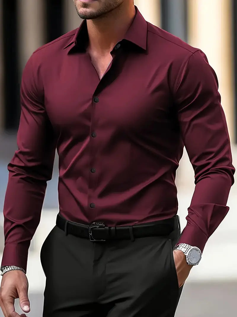 Men's slim fit long-sleeve button-front shirt