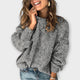 Women's textured crew neck jumper with long sleeves and ribbed trims