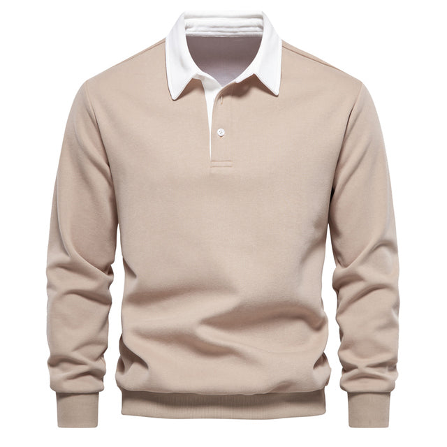 Men's textured quarter-zip jumper with mock neck and sleeve stripes