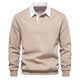 Men's textured quarter-zip jumper with mock neck and sleeve stripes