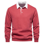 Men's textured quarter-zip jumper with mock neck and sleeve stripes