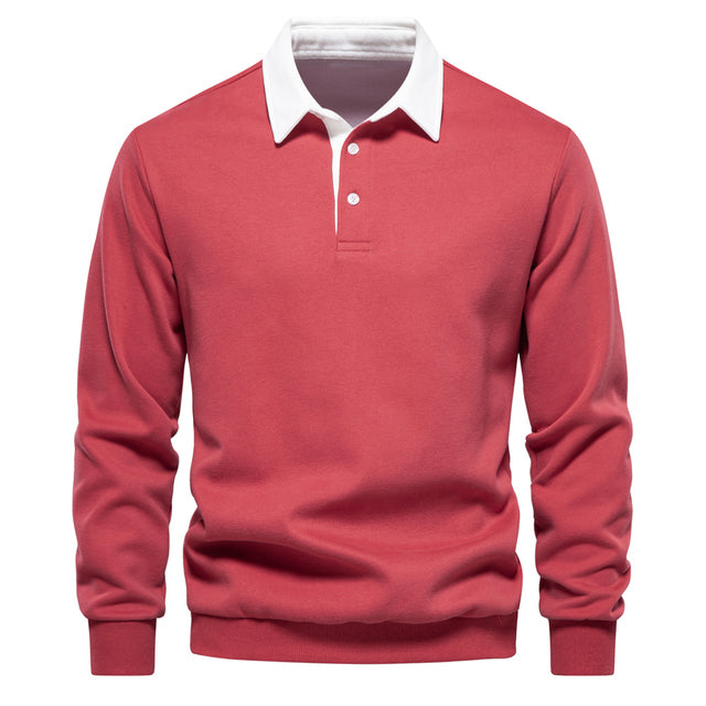 Men's textured quarter-zip jumper with mock neck and sleeve stripes