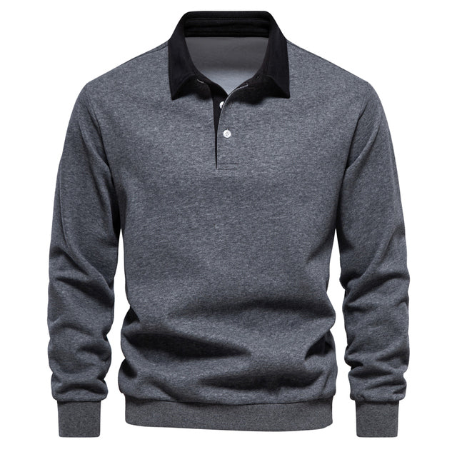 Men's textured quarter-zip jumper with mock neck and sleeve stripes
