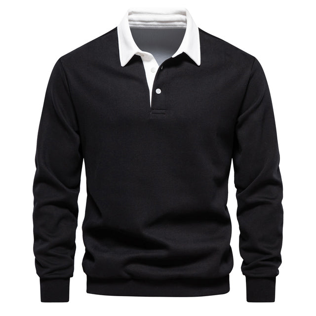 Men's textured quarter-zip jumper with mock neck and sleeve stripes