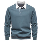 Men's textured quarter-zip jumper with mock neck and sleeve stripes