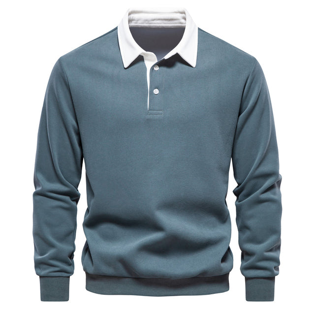 Men's textured quarter-zip jumper with mock neck and sleeve stripes