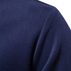 Men's textured quarter-zip jumper with mock neck and sleeve stripes