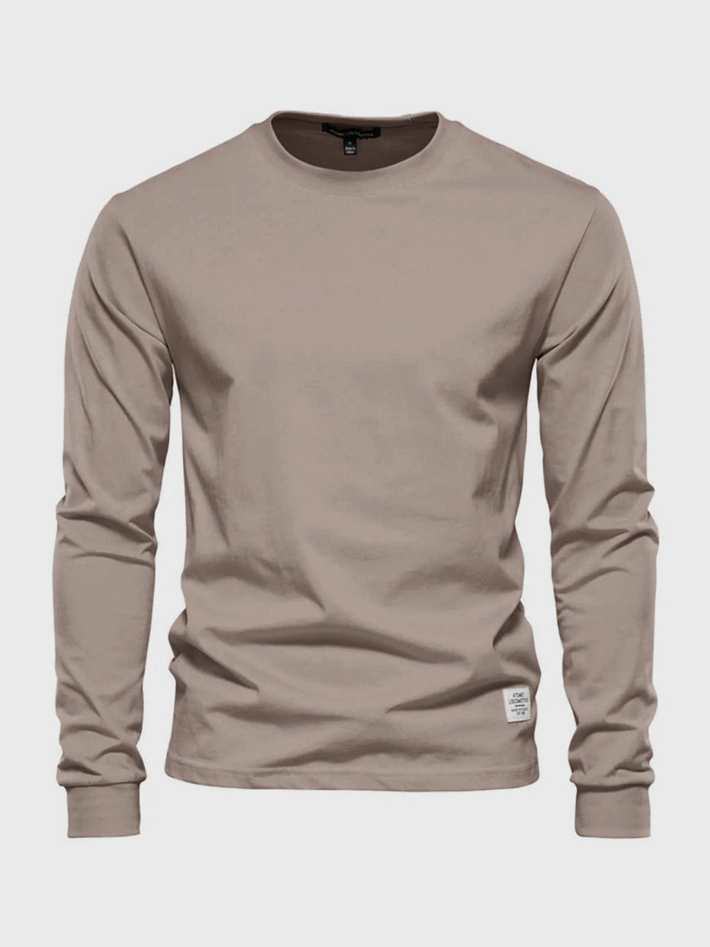 Men's long sleeve crew neck sweatshirt with ribbed cuffs and hem
