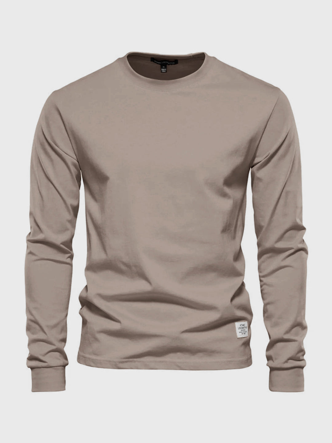 Men's long sleeve crew neck sweatshirt with ribbed cuffs and hem