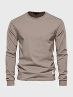 Men's long sleeve crew neck sweatshirt with ribbed cuffs and hem